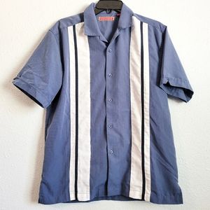 The Havanera Co. Men's Short Sleeve Button Up Blue S